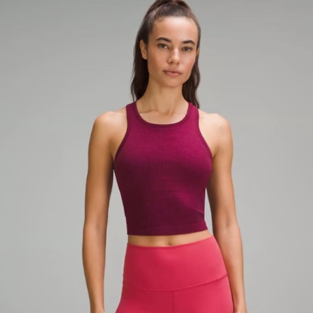 NWT Lululemon Ebb to Street Cropped Tank Top Magenta Purple size 8
